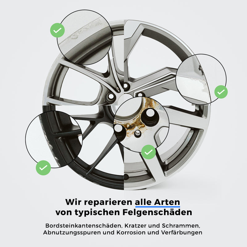 fahrrad felge reparatur kosten Felgenreparatur Komplett-Service Alle Schäden & Größen, Einfarbig/Zweifarbig